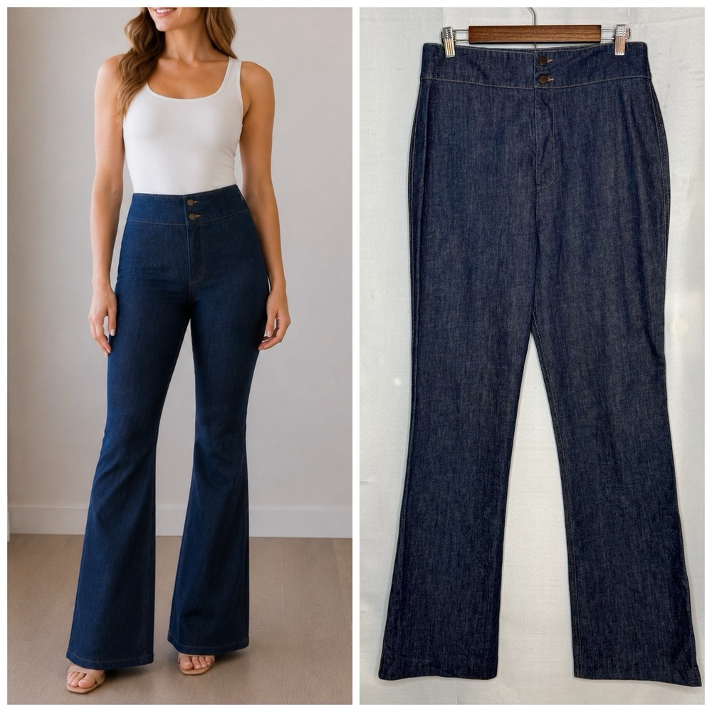 Norisol Ferrari Dark Wash High Rise Flare Jeans 34" Inseam Size 30 Rare Designer